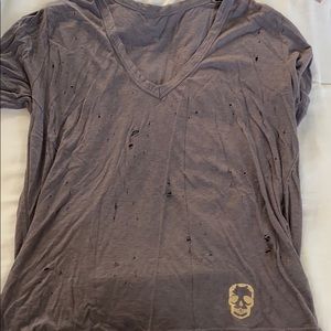 ZADIG AND VOLTAIRE GREY RIP TEE